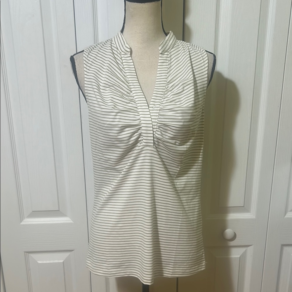Doe & Rae Striped Sleeveless Top - White and Olive